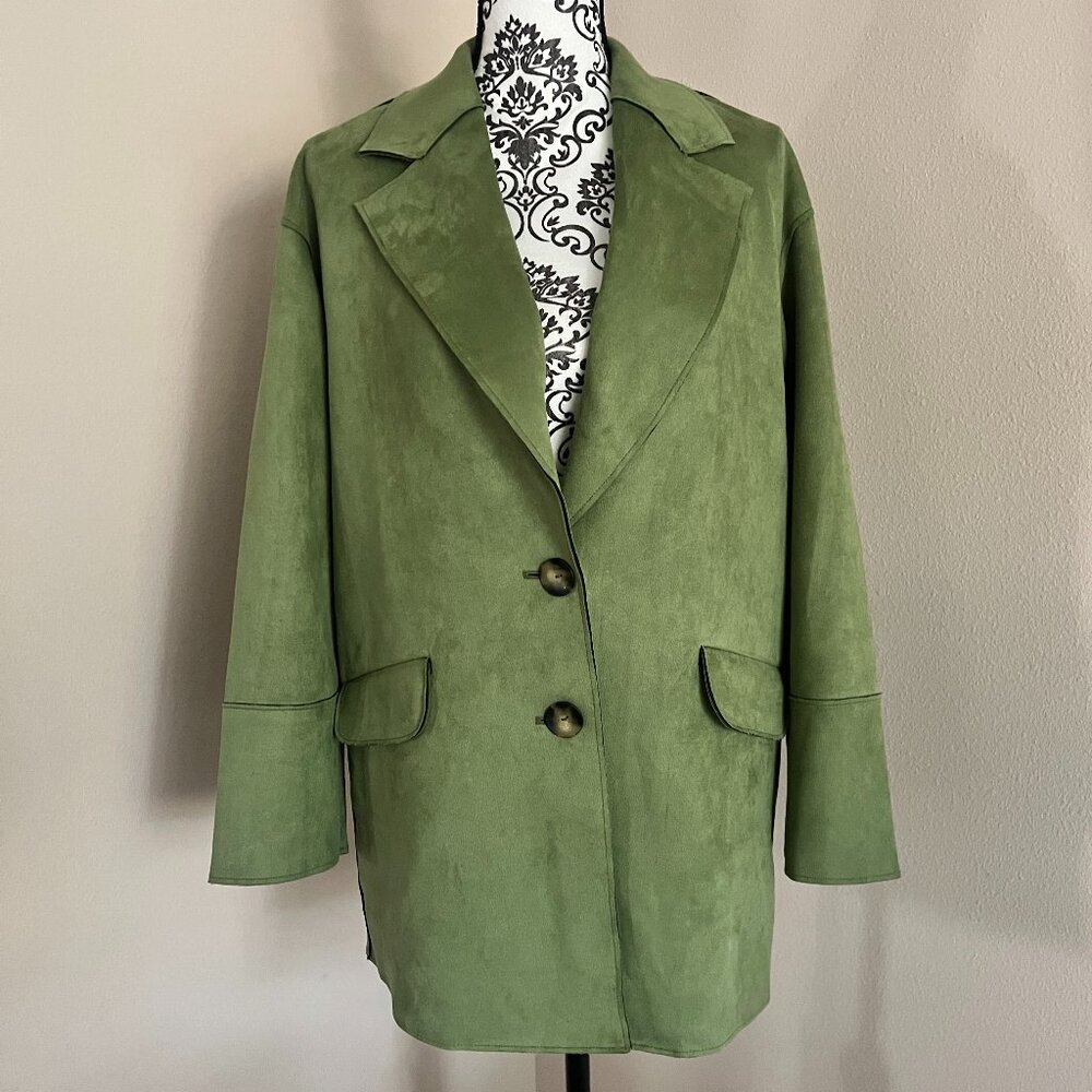 TRUTH by Republic Vegan Suede Jacket - Green - Size Small